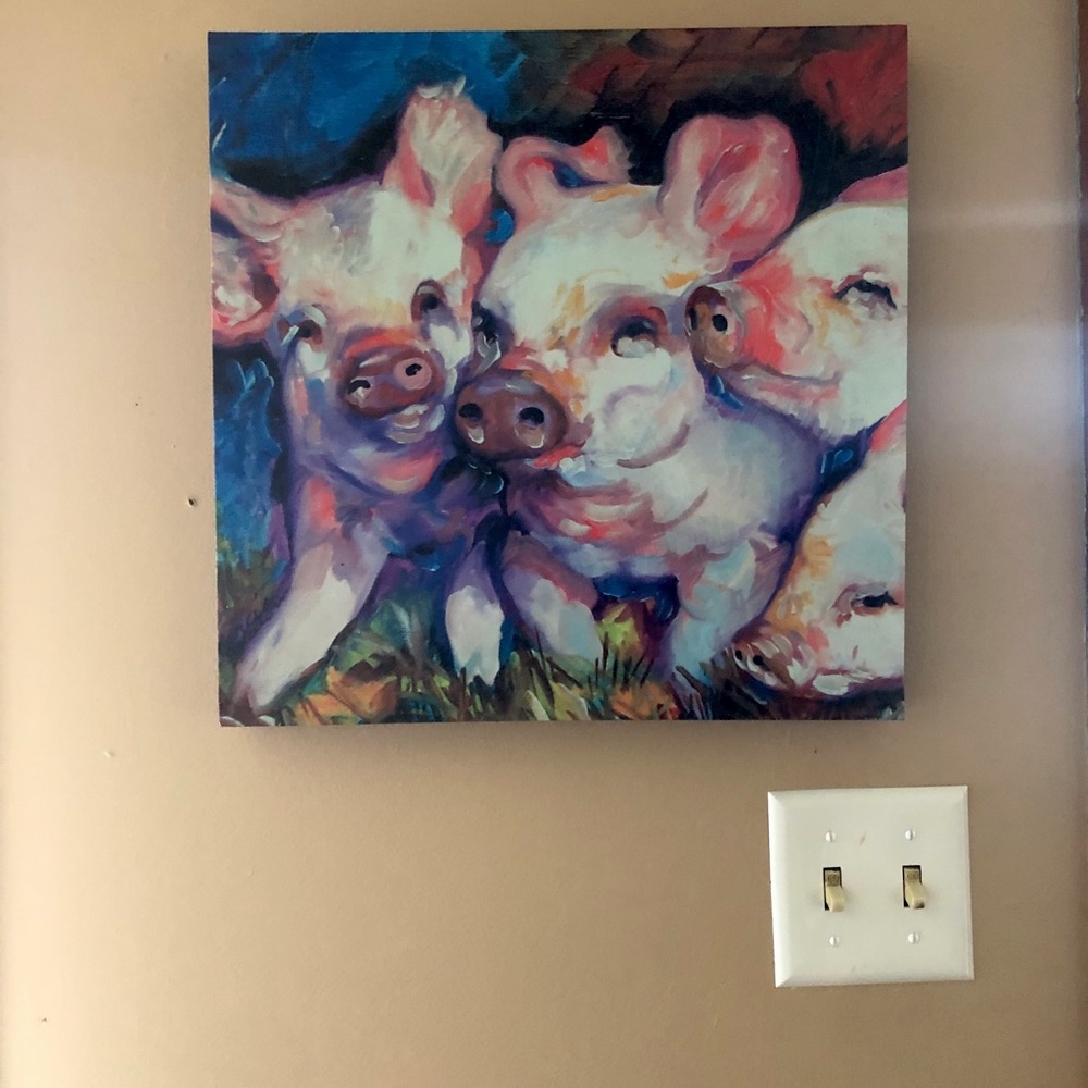 Watercolor pig canvas wall art decor